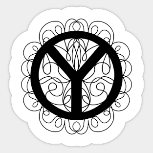 Black Decorative  Peace Sign Sticker